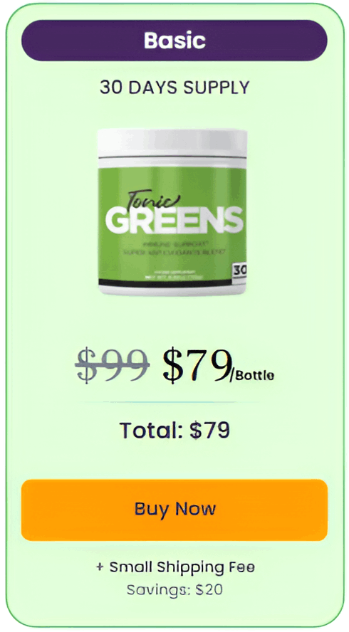 TonicGreens single bottle supplement boosts energy focus and overall wellness