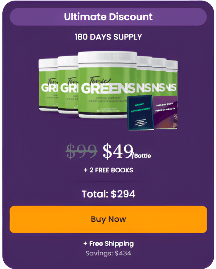 TonicGreens six bottle pack supports energy endurance focus and overall health naturally