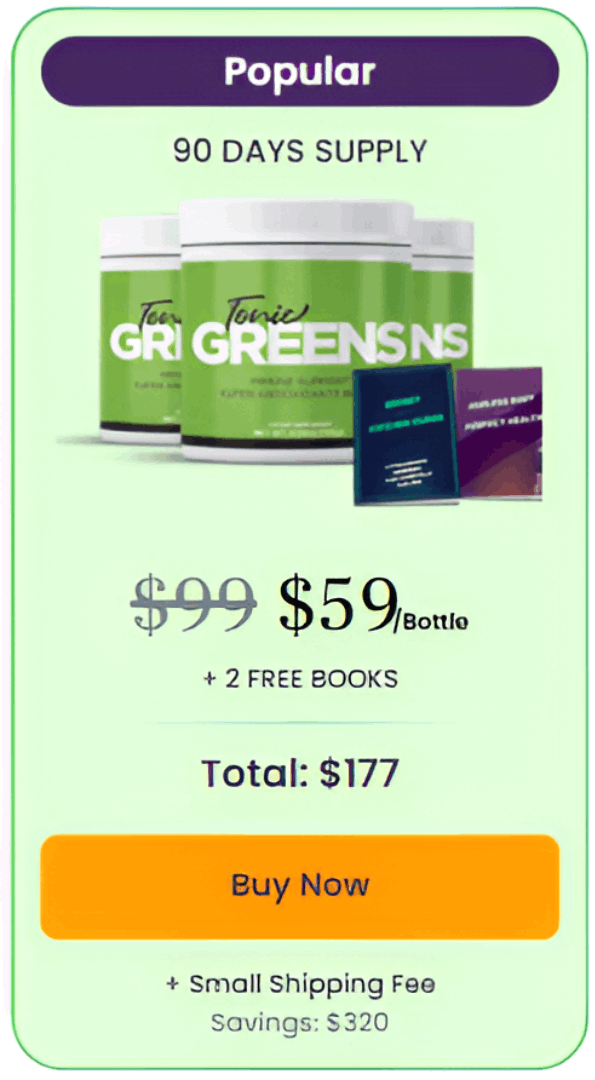 TonicGreens three bottle pack for improved stamina mental clarity and daily vitality